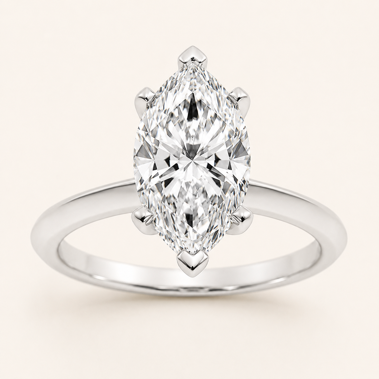 2CT Marquise Cut Lab Grown Diamond Knife Edge Shank Solitaire Engagement Ring