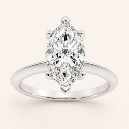 2CT Marquise Cut Lab Grown Diamond Knife Edge Shank Solitaire Engagement Ring