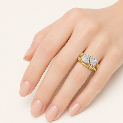 2.00 CT Pear Cut Lab Grown Diamond Toi et Moi Fashion Ring