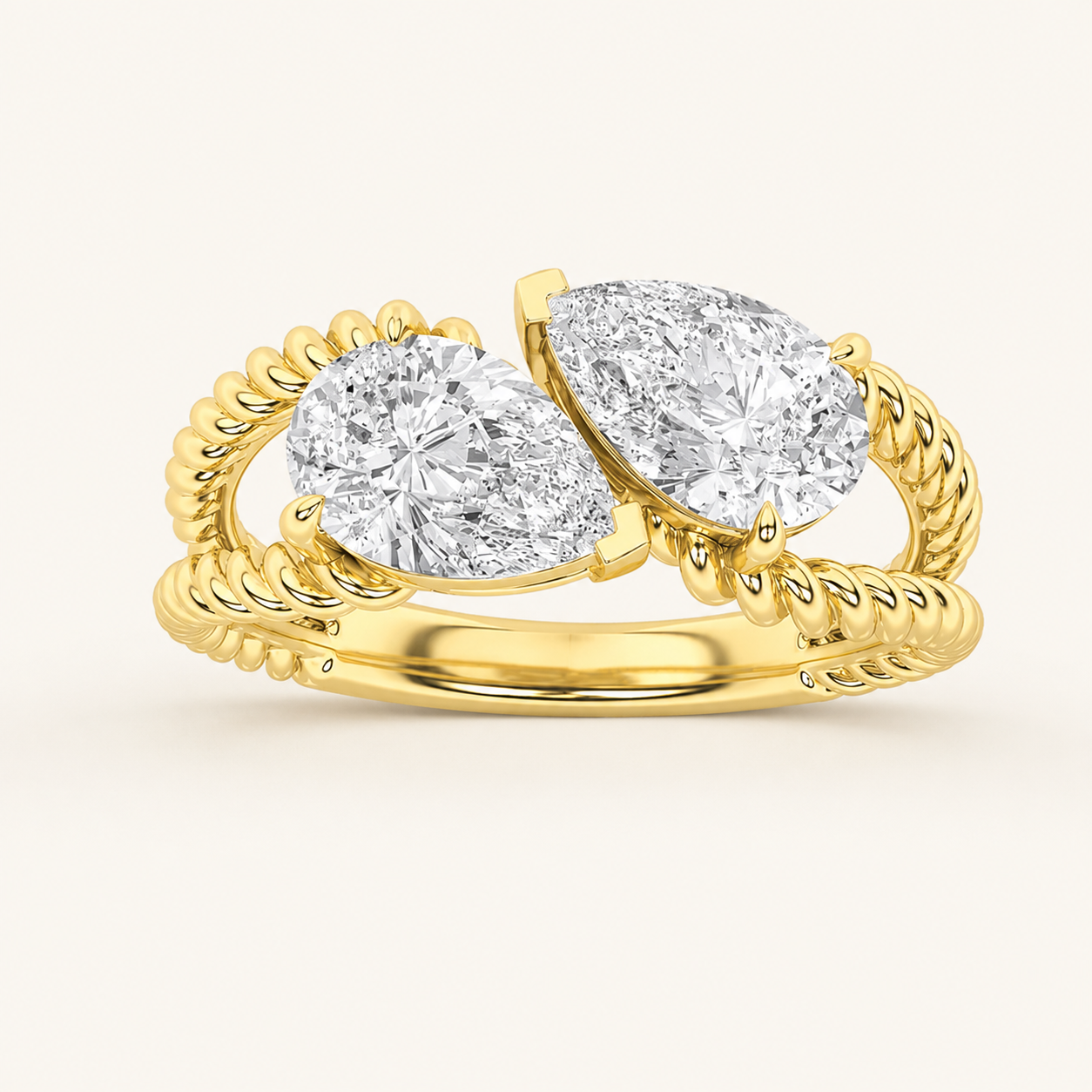 2.00 CT Pear Cut Lab Grown Diamond Toi et Moi Fashion Ring