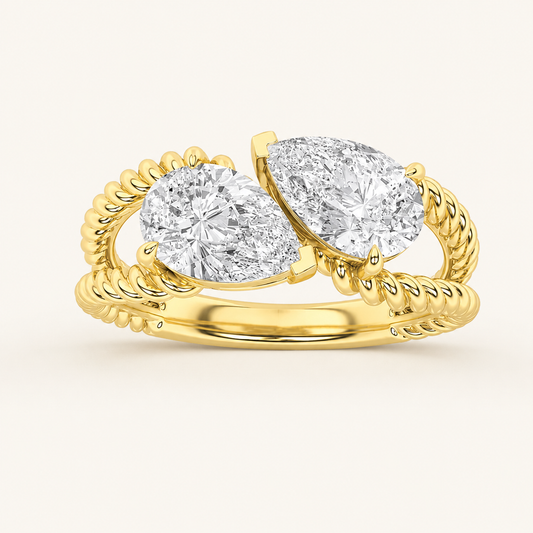 2.00 CT Pear Cut Lab Grown Diamond Toi et Moi Fashion Ring
