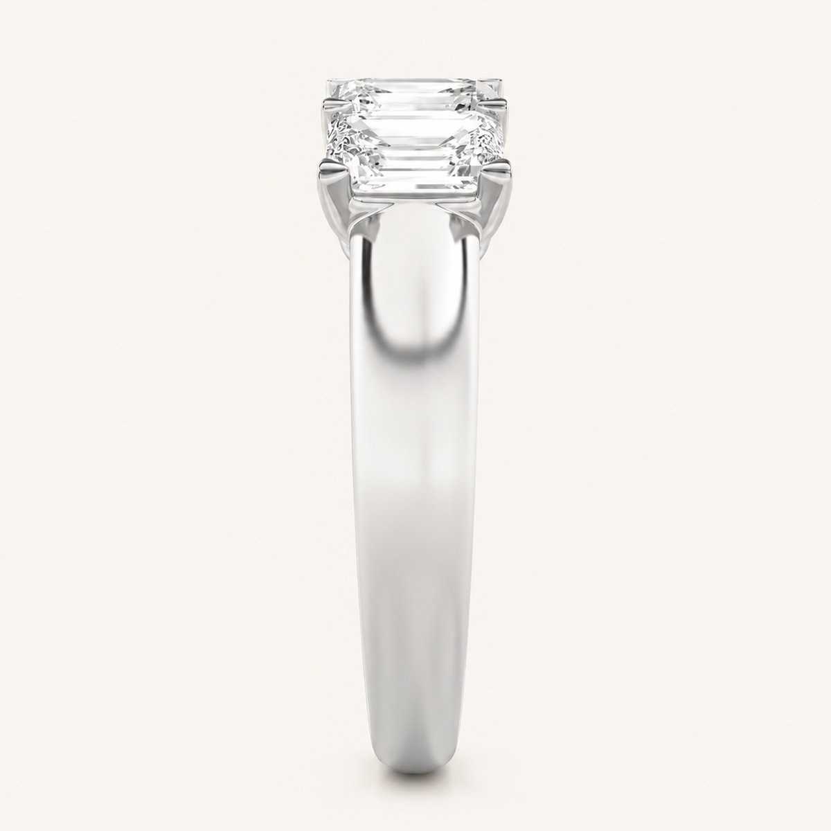 2CT Emerald Cut Lab Grown Diamond Five Stone Band Ring