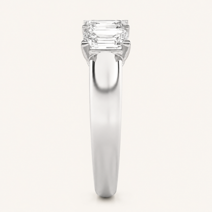 2CT Emerald Cut Lab Grown Diamond Five Stone Band Ring