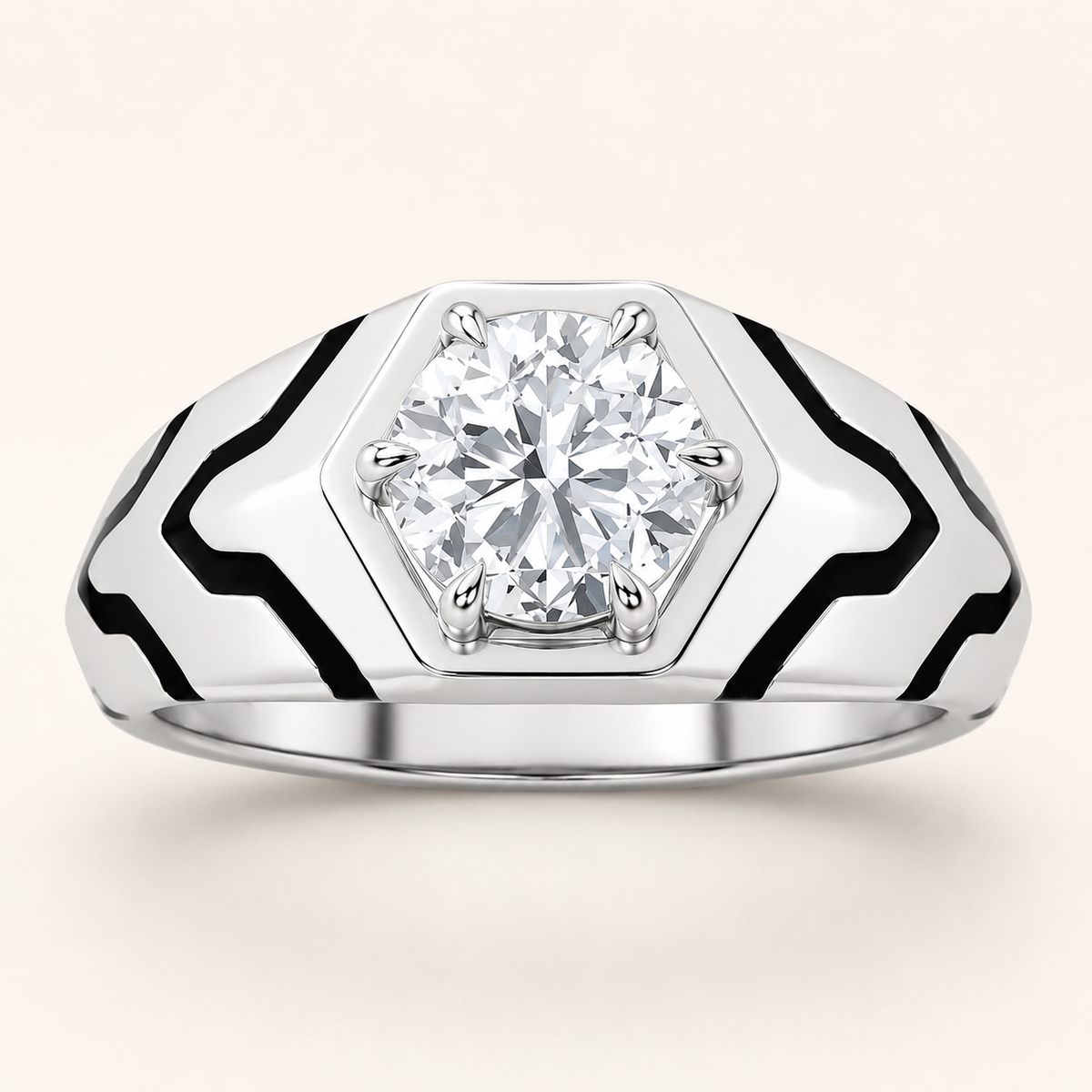1.5CT Round Cut Lab Grown Diamond Mens Ring