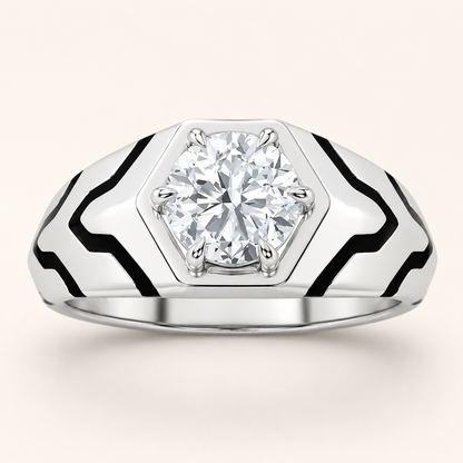 1.5CT Round Cut Lab Grown Diamond Mens Ring