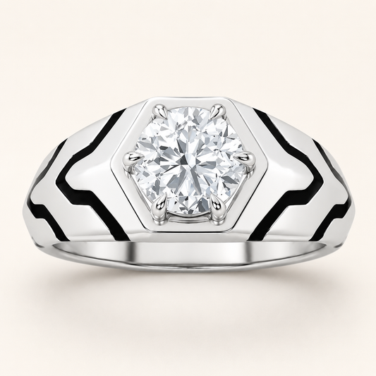 1.5CT Round Cut Lab Grown Diamond Mens Ring