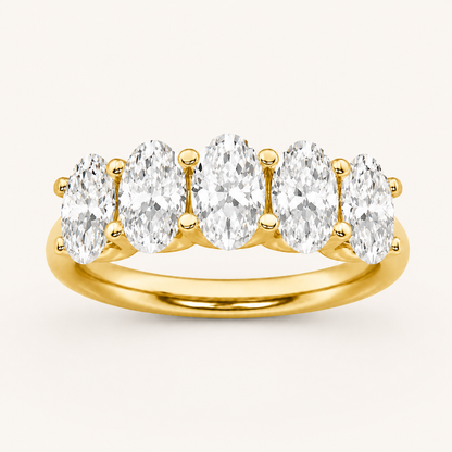 2CT Oval Cut Lab Grown Diamond Five Stone Band Ring