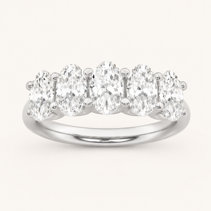 2CT Oval Cut Lab Grown Diamond Five Stone Band Ring