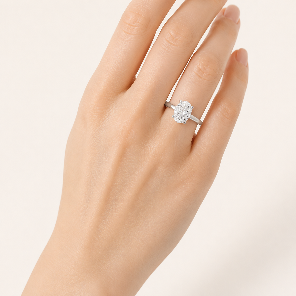 1CT Oval Cut Lab Grown Diamond Solitaire Engagement Ring