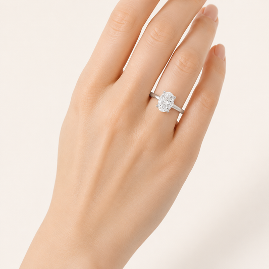 1CT Oval Cut Lab Grown Diamond Solitaire Engagement Ring
