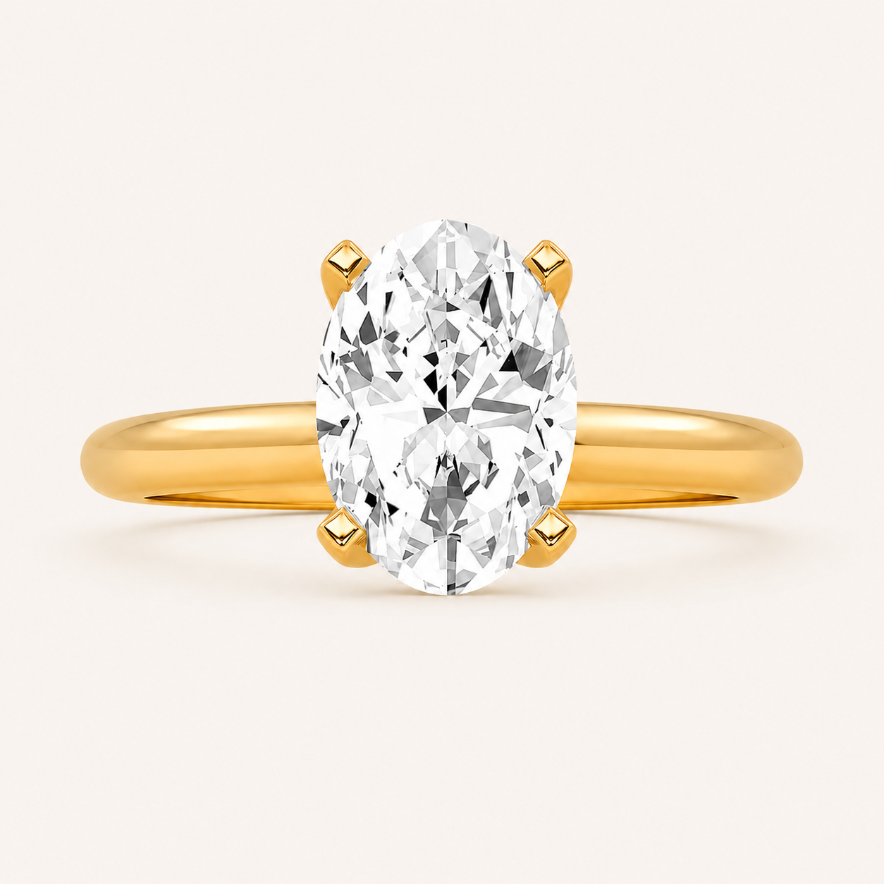 1CT Oval Cut Lab Grown Diamond Solitaire Engagement Ring