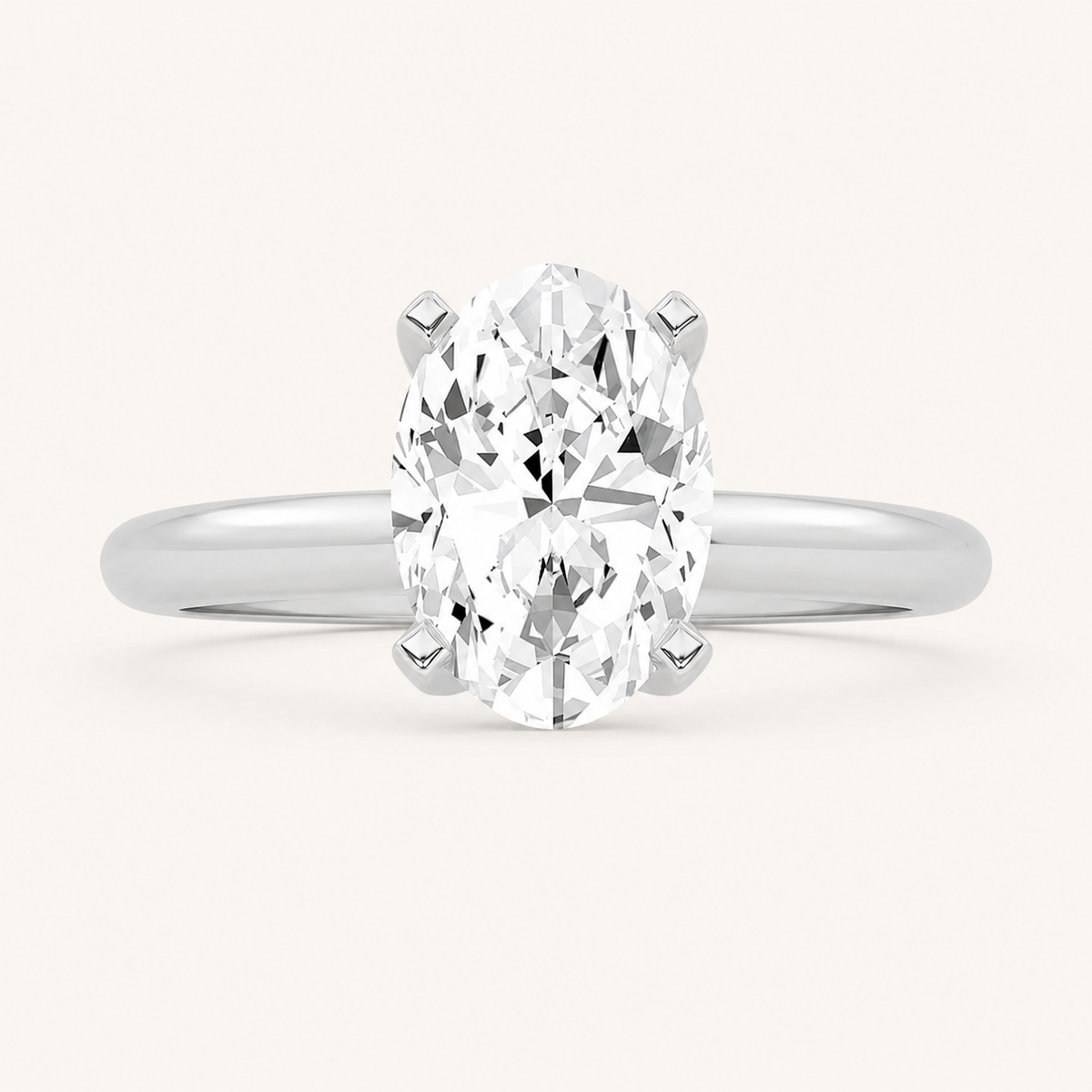 1CT Oval Cut Lab Grown Diamond Solitaire Engagement Ring