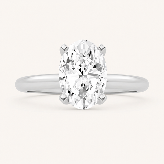 1CT Oval Cut Lab Grown Diamond Solitaire Engagement Ring
