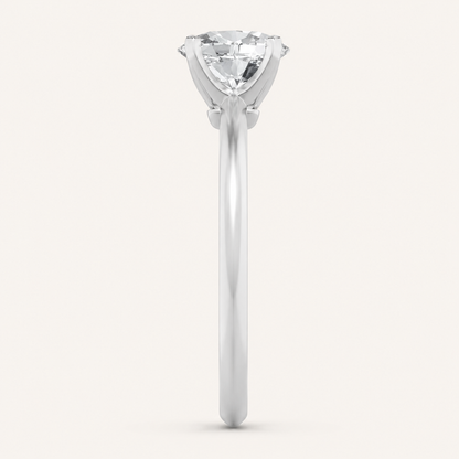 1CT Oval Cut Lab Grown Diamond Solitaire Engagement Ring