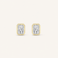 1CT Radiant Cut Lab Grown Diamond Bezel Stud Earring
