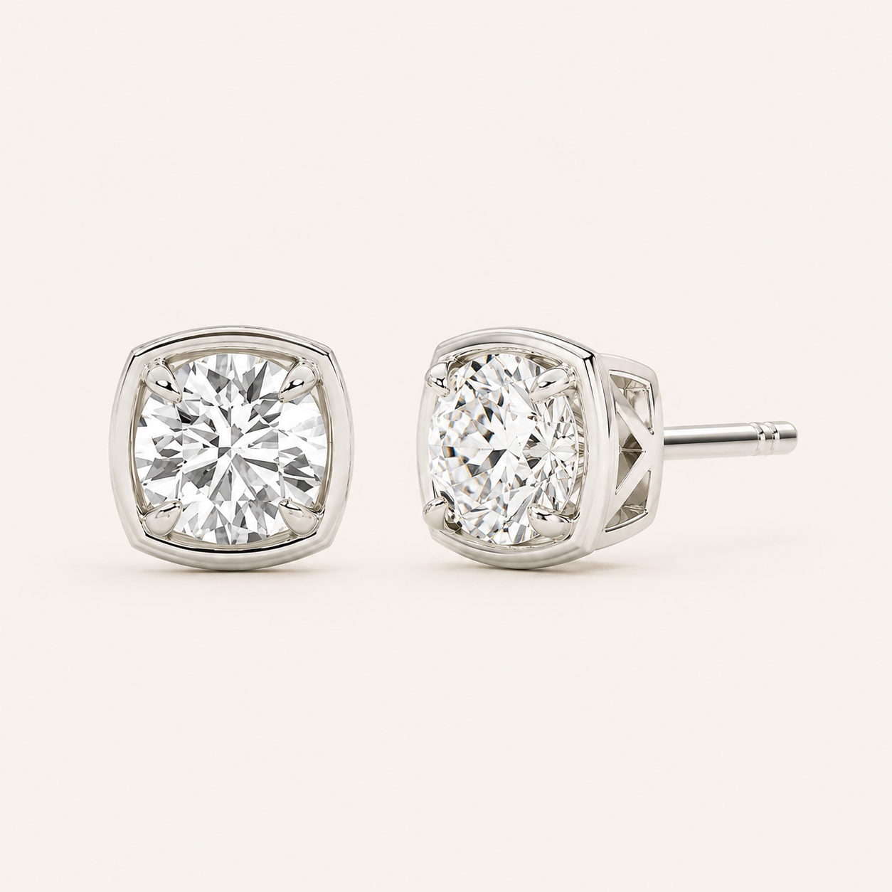 2CT Round Lab Grown Diamond Stud Earrings