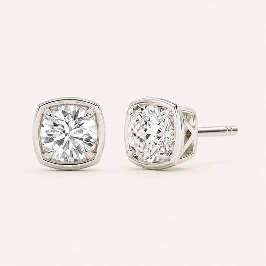 2CT Round Lab Grown Diamond Stud Earrings