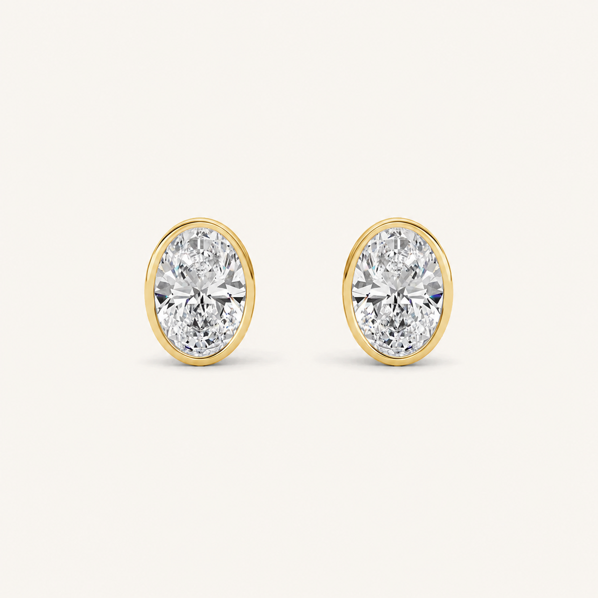 4CT Oval Cut Lab Grown Diamond Bezel Stud Earring