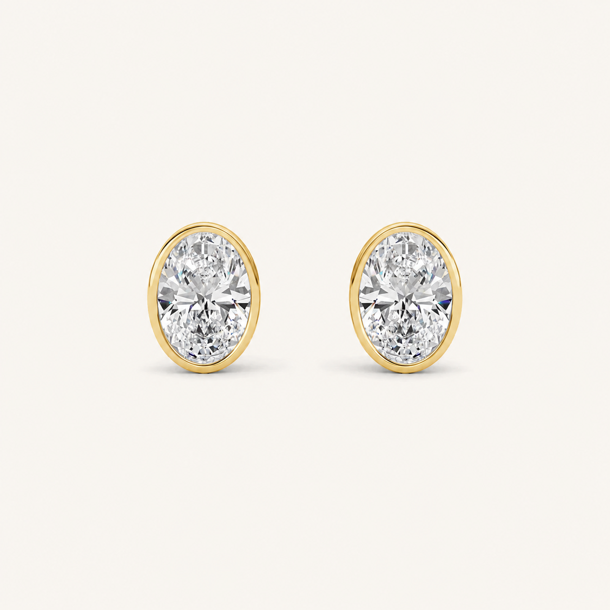 4CT Oval Cut Lab Grown Diamond Bezel Stud Earring