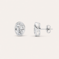4CT Oval Cut Lab Grown Diamond Bezel Stud Earring