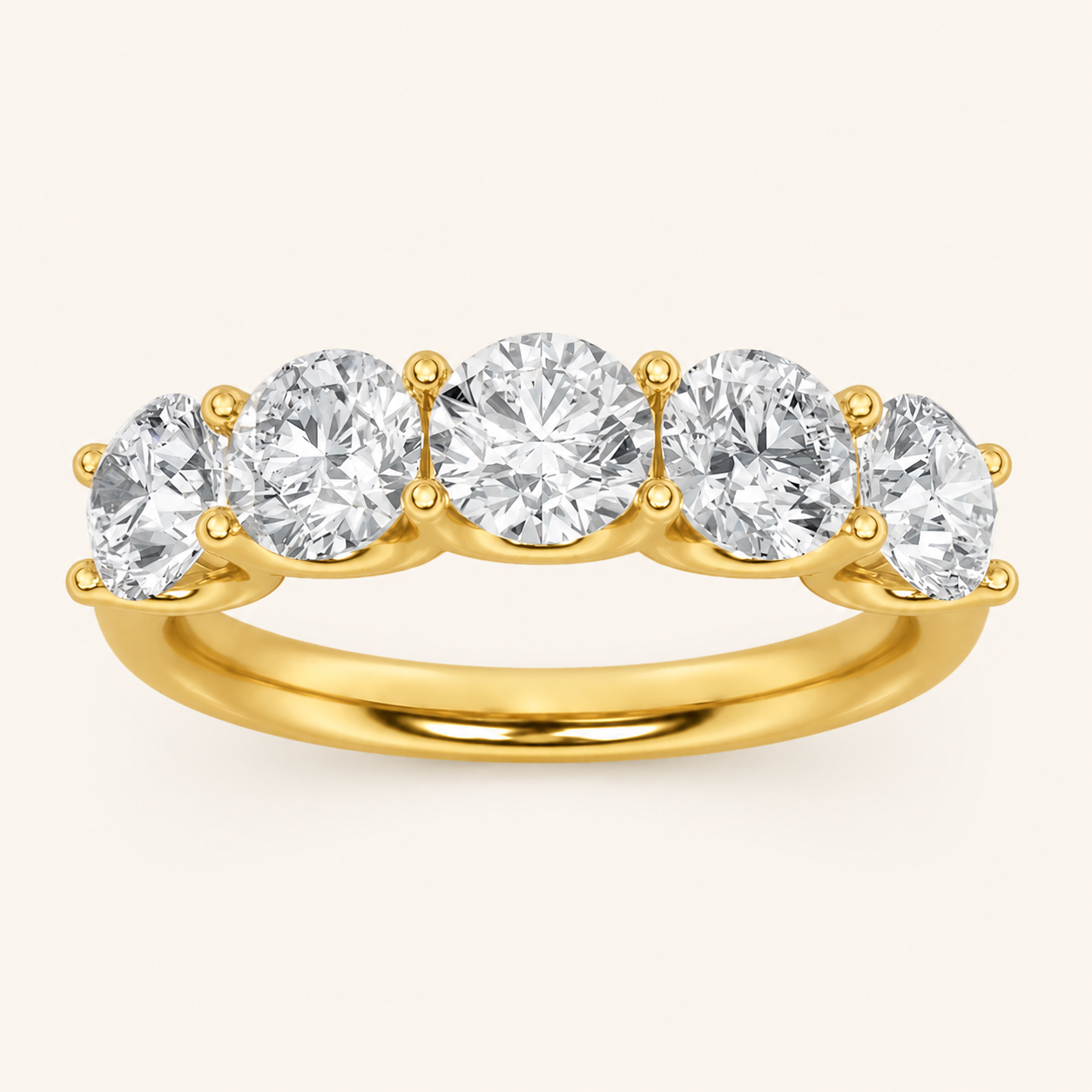 2CT Round Cut Lab Grown Diamond Five Stone Band Ring