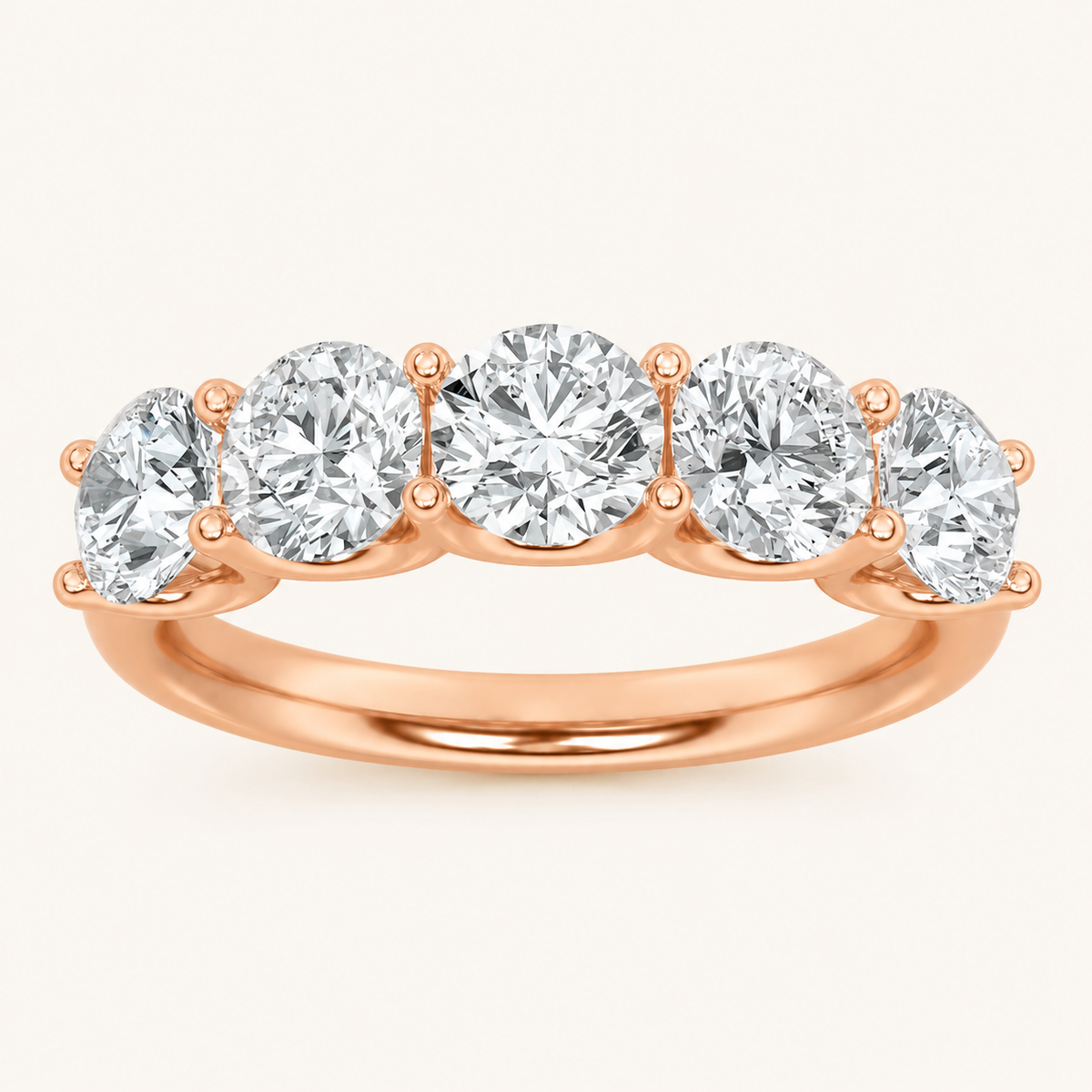 2CT Round Cut Lab Grown Diamond Five Stone Band Ring