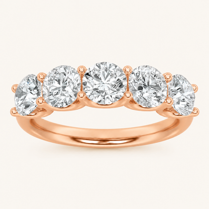 2CT Round Cut Lab Grown Diamond Five Stone Band Ring
