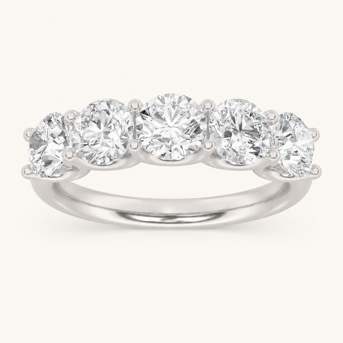 2CT Round Cut Lab Grown Diamond Five Stone Band Ring