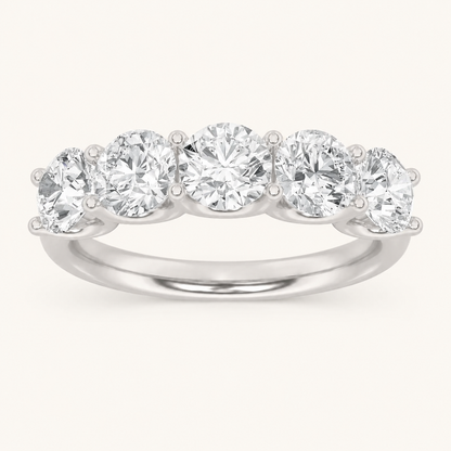 2CT Round Cut Lab Grown Diamond Five Stone Band Ring