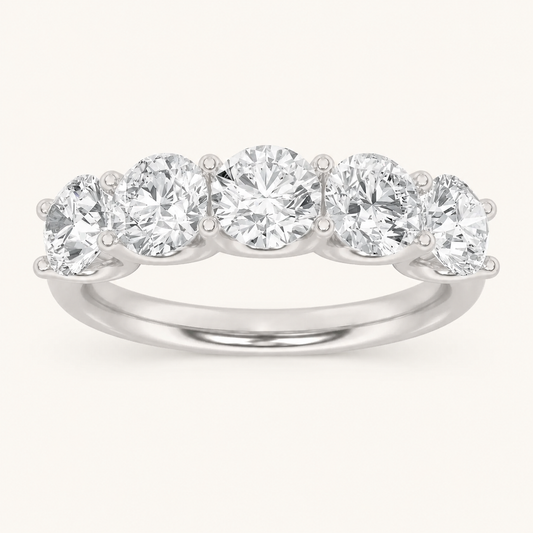 2CT Round Cut Lab Grown Diamond Five Stone Band Ring