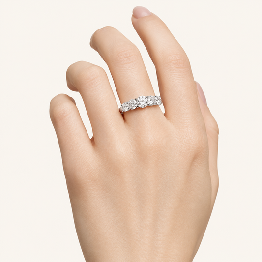 2CT Round Cut Lab Grown Diamond Five Stone Band Ring