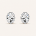 2CT Oval Cut Lab Grown Diamond Bezel Stud Earring