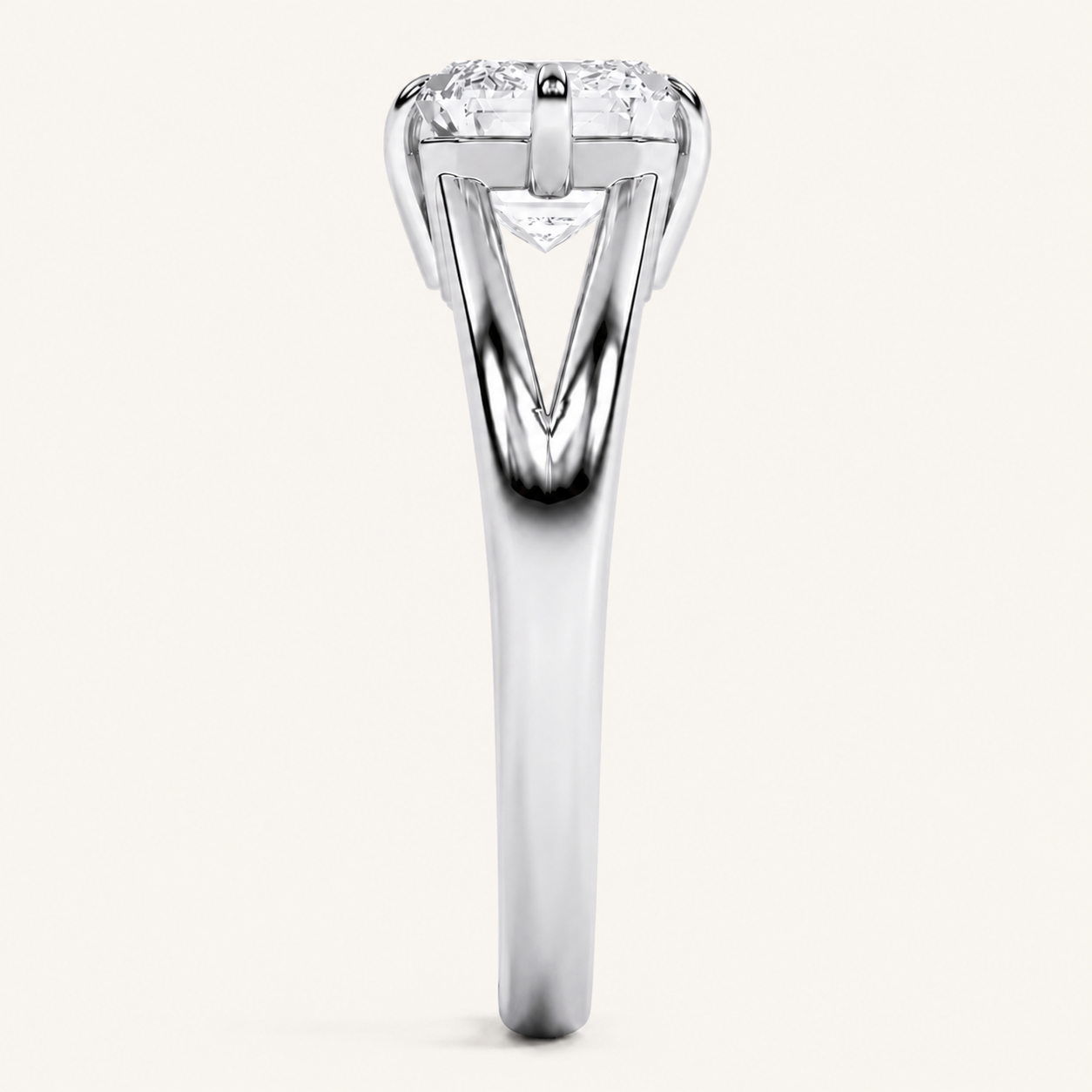 2.5CT Emerald Cut Lab Grown Diamond East West Solitaire Ring