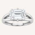2.5CT Emerald Cut Lab Grown Diamond East West Solitaire Ring