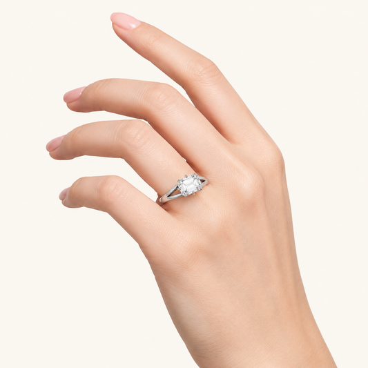 2.5CT Emerald Cut Lab Grown Diamond East West Solitaire Ring