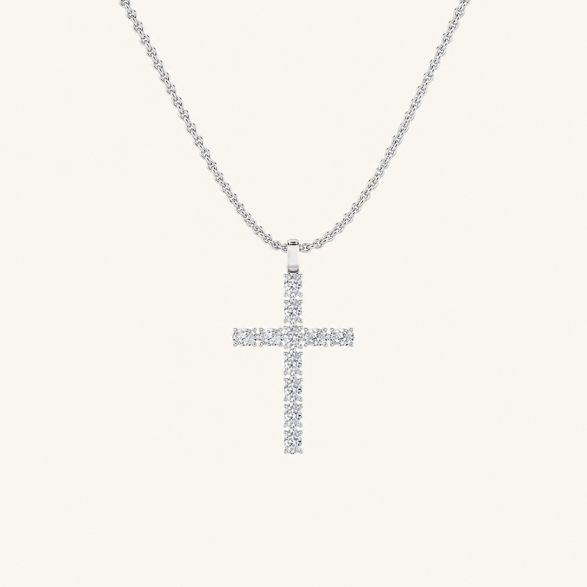 2 Ct Oval Cut Lab Grown Diamond Cross Pendant