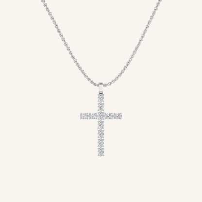 2 Ct Oval Cut Lab Grown Diamond Cross Pendant