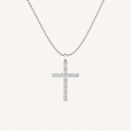 2 Ct Oval Cut Lab Grown Diamond Cross Pendant