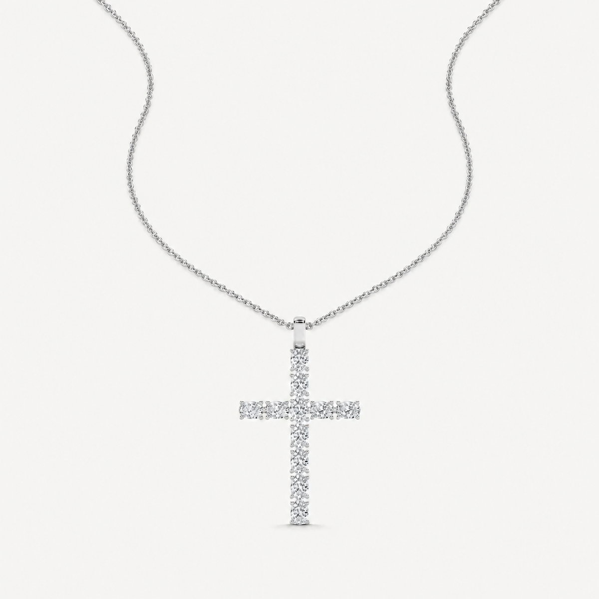 2 Ct Oval Cut Lab Grown Diamond Cross Pendant