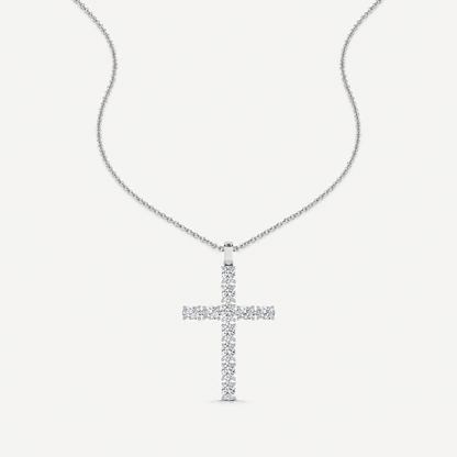 2 Ct Oval Cut Lab Grown Diamond Cross Pendant