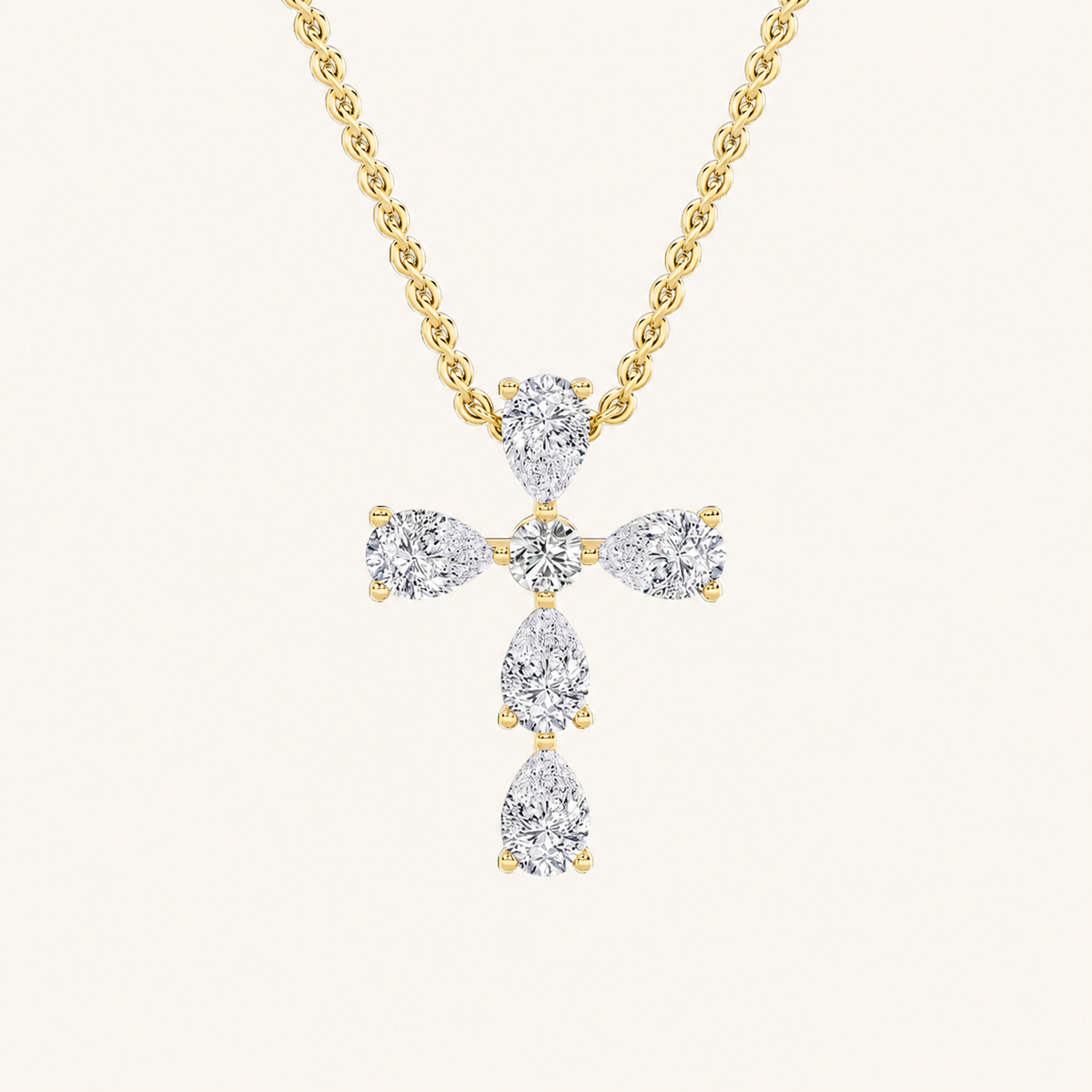 2.50 Ct Pear Cut Lab Grown Diamond Cross Pendant