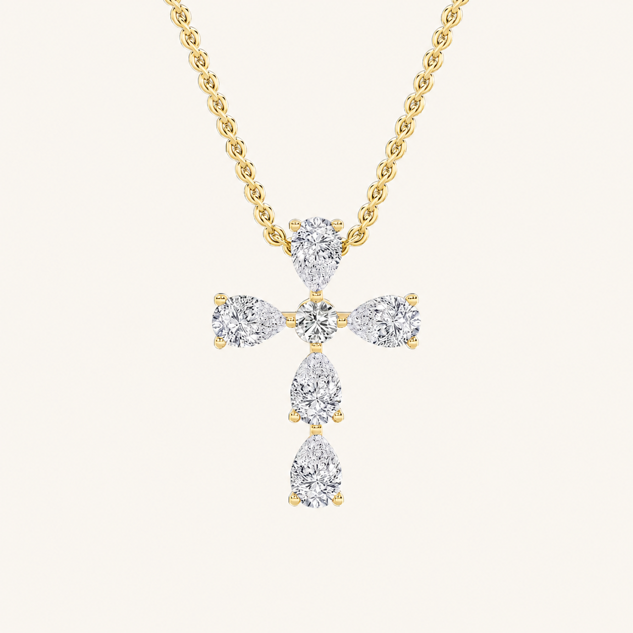 2.50 Ct Pear Cut Lab Grown Diamond Cross Pendant