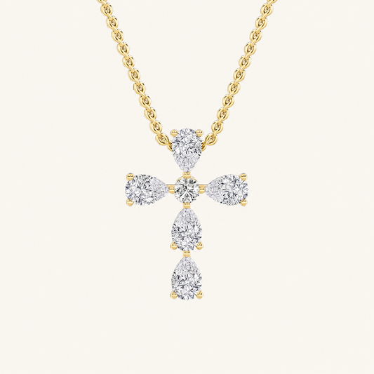2.50 Ct Pear Cut Lab Grown Diamond Cross Pendant