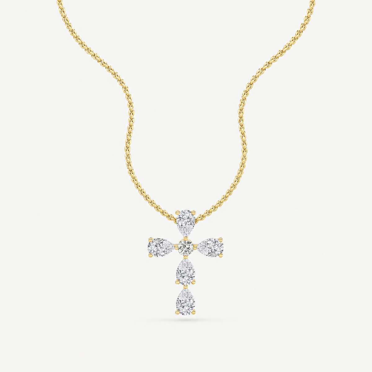 2.50 Ct Pear Cut Lab Grown Diamond Cross Pendant