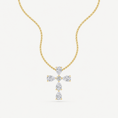 2.50 Ct Pear Cut Lab Grown Diamond Cross Pendant