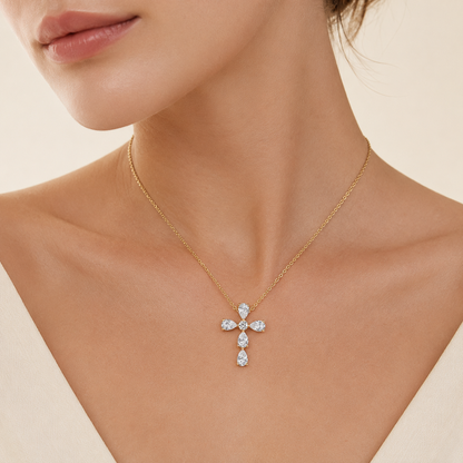 2.50 Ct Pear Cut Lab Grown Diamond Cross Pendant