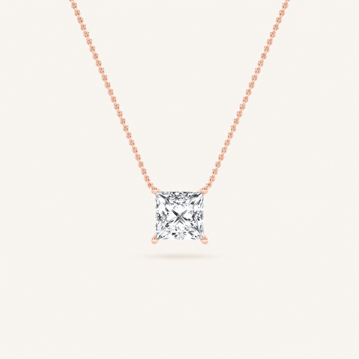 2 Ct Princess Cut Lab Grown Diamond Solitaire Necklace