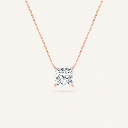 2 Ct Princess Cut Lab Grown Diamond Solitaire Necklace