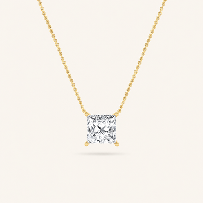 2 Ct Princess Cut Lab Grown Diamond Solitaire Necklace