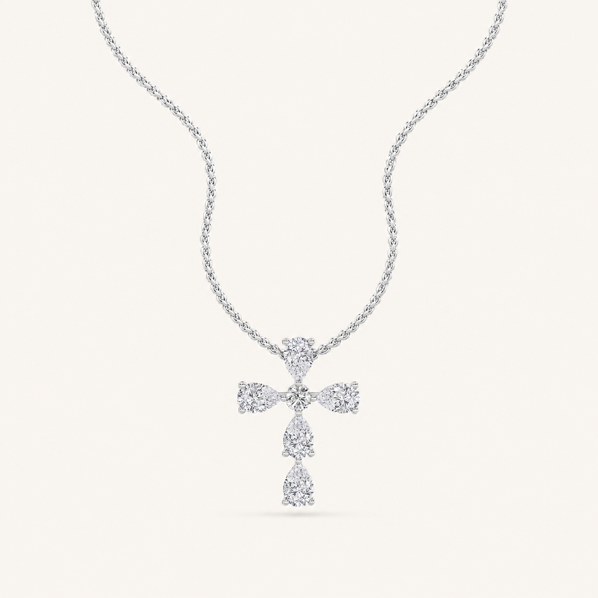 2.75 Ct Pear Cut Lab Grown Diamond Cross Pendant